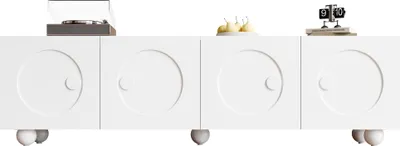 Image de Meuble TV moderne blanc, meuble TV, panneau TV, meuble TV bas. Design unique. 180,5 x 38 x 50 cm (L x l x H)
