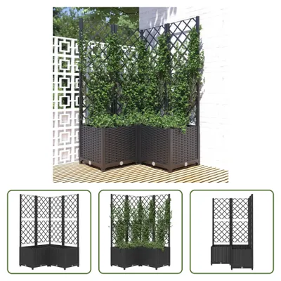 Produktbild von The Living Store Pflanzkübel mit Spalier Schwarz 80x80x136 cm PP