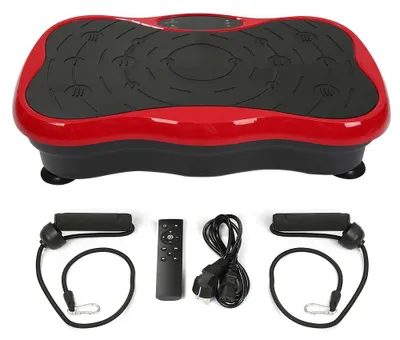 Immagine prodotto di Piattaforma vibrante per il fitness – Attrezzo per allenamento con vibrazioni per uso domestico – Con altoparlante Bluetooth – 2 elastici di resistenza – Allenamento cardio e per i glutei – Colore: nero/rosso