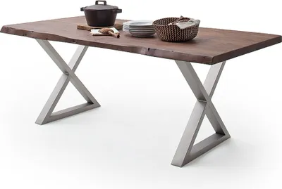 Produktbild von Baumkantentisch >Calabria< in Akazie walnussfarbig - 240x79,5x100 (BxHxT)