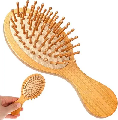 Productafbeelding van Famanu bamboe haarborstel - Natuurlijke houten haarborstel voor hoofdhuidmassage