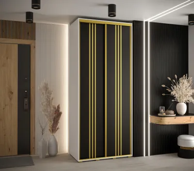 Produktbild von Kleiderschrank ASIRI 6 - 100/45 cm, weiß/schwarz/gold
