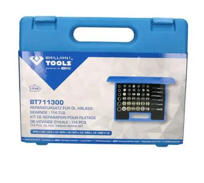 Zdjęcie produktu dla BRILLIANT TOOLS 114-częściowy zestaw naprawczy do gwintu spustowego oleju