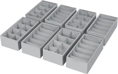 Lade-Organizer 8er-Set, Stoff, 30x15x9 cm, grau, faltbar