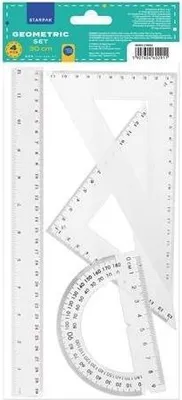 Zdjęcie produktu dla Zestaw geometryczny linijki ekierki i kątomierz 4 elementy 30 cm
