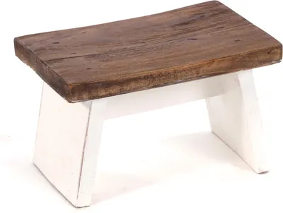 Produktbild von NOSTALGISCHER FUßHOCKER "SCHEMEL" | Mahagoni | Holzhocker | Farbe: 06 weiß-landhaus