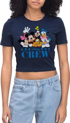 Produktbild von Mickey & Minnie Pluto Goofy Daisy Donald Crew Crop Top, M, Light Navy