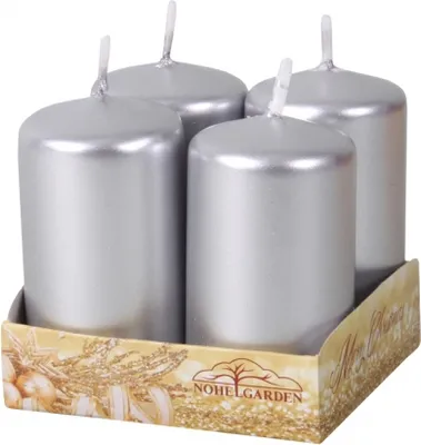 Image de Bougie de l'Avent Nohel Garden métallique brillant d4x8cm 4pcs