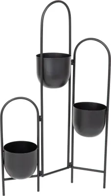 Produktbild von Blumenständer Pflanzenständer Pflanzenhalter Pflanzentreppe Blumenregal FLOERO Metall Blumenbeet schwarz 49x14x80 cm HOMLA