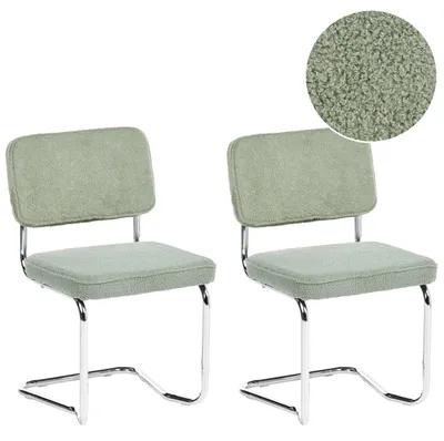 Obrázek produktu pro BELIANI Sada 2 jídelních židlí světle zelená buklé čalounění železné nohy retro styl