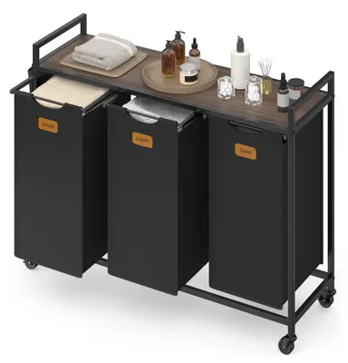 Immagine prodotto di Cesto per la biancheria, contenitore per la biancheria, divisore per la biancheria | Colore: nero antracite | Dimensioni: 33 x 98,6 x 81 cm