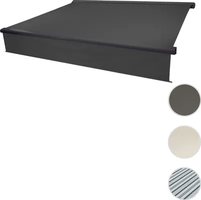 Produktbild von Elektrische Vollkassetten-Markise H124, 4x3m ausfahrbarer Volant  Polyester anthrazit, anthrazit