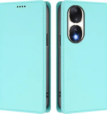 Image de Etui en cuir pour Honor 90, étui magnétique en cuirPolyuréthaneavec support Vert Menthe