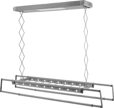 Obrázek produktu pro Elektrický zvedák na prádlo – stropní zvedák na oblečení – nosnost 35 kg – výsuvný – LED 24 W – dálkové ovládání 20 m – 220 V – světle šedý
