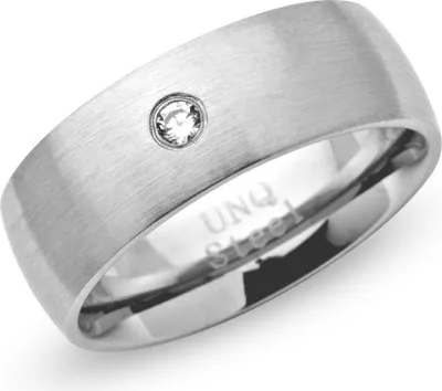 Produktbild von Unique Ring Edelstahl schlicht rund 7 mm Zirkonia R9143cz