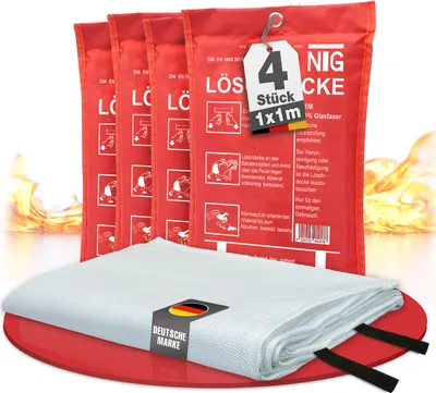 Produktbild von NTG Feuerlöschdecke 1 x 1 Meter aus 100% Glasfasergewebe #4er Set