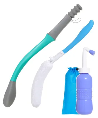 Image de Aide à l'hygiène personnelle avec une longue poignée, pour faciliter l'utilisation des toilettes