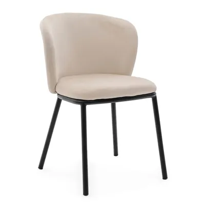 Zdjęcie produktu dla NEW HOME Krzesło glamour BARI tapicerowane krzesło do jadalni do salonu - beżowe - nowoczesne meble welur aksamit
