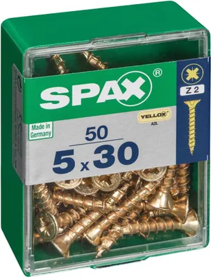 Immagine prodotto di Set di 50 viti in acciaio a testa svasata pozidriv SPAX, Diam.5 mm x L.30 mm