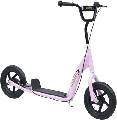 Produktbild von HOMCOM Kinderroller mit Hinterbremse 12 Zoll Scooter Tretroller EVA Rosa