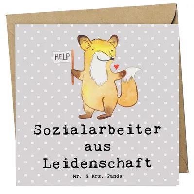 Produktbild von Mr. & Mrs. Panda doppelkarte Sozialarbeiter Leidenschaft - Grau Pastell - Geschenk, anlasskarte, Klappkarte, faltkarte, Glückwunschkarte, Grußkarte