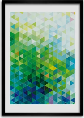 Produktbild von Bild - Bilderrahmen - Foto - 70 cm x 100 cm - MDF - Rahmen - Wandkunst - Abstraktion Dreiecke