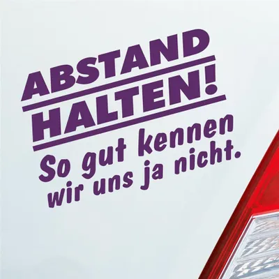 Produktbild von Auto Aufkleber Abstand Halten! So gut kennen wir uns ja nicht Car 14x10 cm Lila Sticker Heckscheibenaufkleber