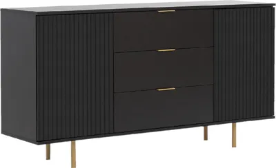 Produktbild von Kommode Sideboard mit Türen und Schubladen NUBIA 02 schwarz 150x80x41cm