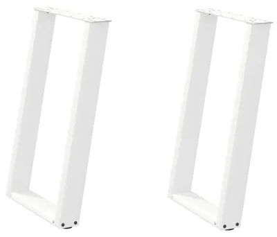 Image de vidaXL Pieds de table de salle à manger en U 2 pcs. Blanc 60x(72-73) cm Acier
