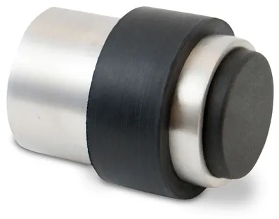 Image de Butée de porte à visser – pour montage au sol ou mural – butée de porte en acier inoxydable et caoutchouc, matériel de montage inclus, Ø 3,5 cm, hauteur 4,5 cm