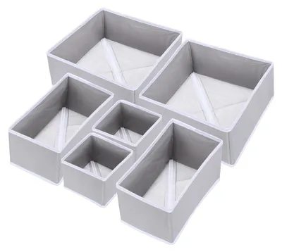 Faltbare Stoff-Aufbewahrungsbox, 6 Fächer, hellgrau