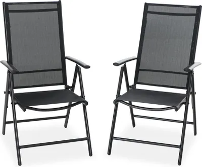 Produktbild von PHIVILLA 2er Sets Gartenstühle mit Aluminiumrahmen, 6X verstellbar mit 7 sitzpositionen Gartenstuhl Klappstühle hohe Rückenlehne Wetterresistent