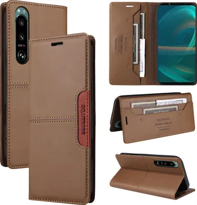 Produktbild von Handyhülle für Sony Xperia 5 III Hülle, Leder Flip Wallet Kartenfach Stand Schutzhülle Braun