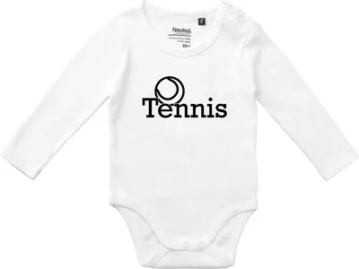 Produktbild von Huuraa Baby Body Tennis Ball 74 White  Baumwolle Fairtrade Langarmbody Geschenkidee