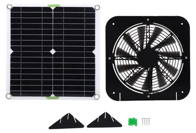 Image de Ventilateur d'extraction solaire de 100W, kit de ventilateur solaire de 10 pouces pour cuisine, abri pour animaux, poulailler, serre