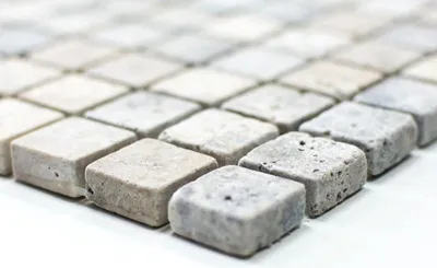 Produktbild von Handmuster Mosaik Fliese Travertin Naturstein weißgrau silber Antique Travertin MOS43-47023_m
