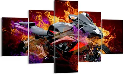 Produktbild von Bild auf Leinwand - Leinwandbild - Motorrad Feuer Abstraktion - 125x70cm - Wand Bild - Wanddeko - Leinwanddruck - Bilder - Kunstdruck - Wanddekoration - Leinwand bilder - Wandkunst - EA125x70-0177