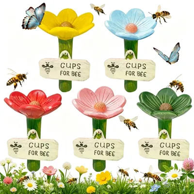 Immagine prodotto di Distributori di acqua a forma di fiore per insetti da giardino: confezione da 5 pezzi