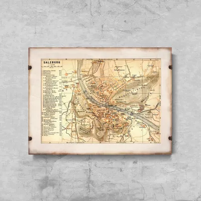 Produktbild von Poster - Canvas - Leinwand - 59,4 cm x 42 cm - Alte Karte von Salzburg Österreich