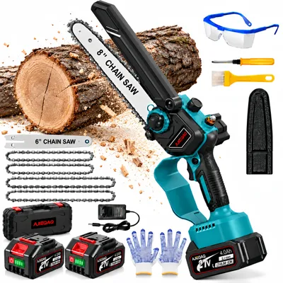 Immagine prodotto di Motosega a Batteria 2 in 1 1000W 6/8", Brushless, Mini Motosega con 2×21V 4,0Ah, 15 m/s, Lubrificazione Automatica, Tensione Catena Senza Attrezzi