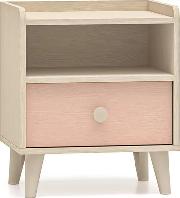 Productafbeelding van FURNLUX nachtkastje Mevel, roze en beige, 45 cm / Hoofdkleur: roze / Afmetingen: 45 x 52 x 36 cm