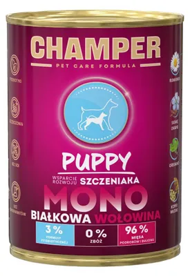 Obrázok produktu pre CHAMPER Puppy Monoproteínové mäso – vlhké krmivo pre šteňatá – 400 g