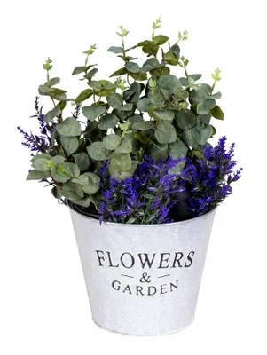 Produktbild von Eimer H21cm Metall Garten Pflanztopf Blumenkübel Vintage Shabby Chic Gartendeko Pflanzschale Blumentopf