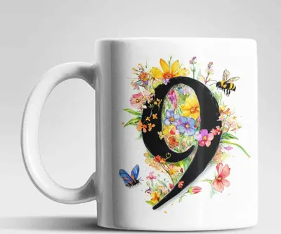 Produktbild von Name A bis Z und 0 bis 9 Blumen Bienen Kaffeetasse Teetasse Tasse Geschenkidee – 9