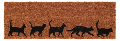 Image de Paillasson à imprimé chats en fibre de coco - Marron/Noir - L 75,1 x l 25,5 cm