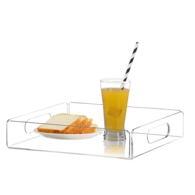 Obrázek produktu pro Akrylový tác na ovoce, lehký snídaňový tác na sýr s držadly