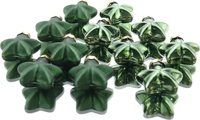 Produktbild von Weihnachtsanhänger Mini-Sterne Piniengrün Ø 4 cm aus Glas - 12er Set