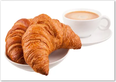 Produktbild von Tulup® Glas-Bild - 100 x 70 - Wandbild aus Glas - Wandkunst - Wandbild hinter gehärtetem Sicherheitsglas - Essen & Getränke - Croissants Kaffee - Braun