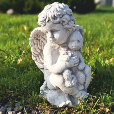 Immagine prodotto di Casa Padrino decorazione da giardino in stile liberty scultura angelo grigio h. 36 cm - figura da giardino