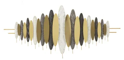 Immagine prodotto di Pannello da muro Oligram con foglie ovali in ferro oro e nero, 149x70 cm